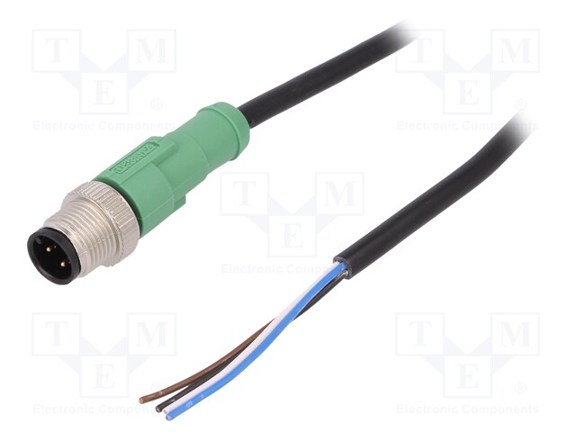 Connection lead; M12; PIN: 4; straight; 10m; plug; 250VAC; 4A; 250VDC