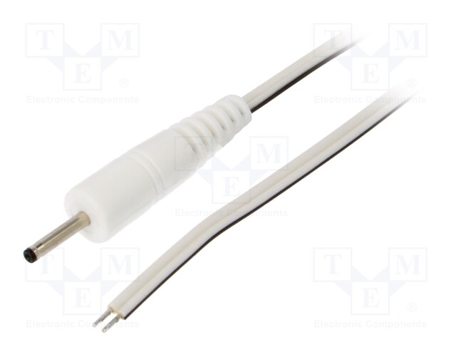 Cable; wires,DC 0,7/2,35 plug; straight; 0.35mm2; white; 0.5m