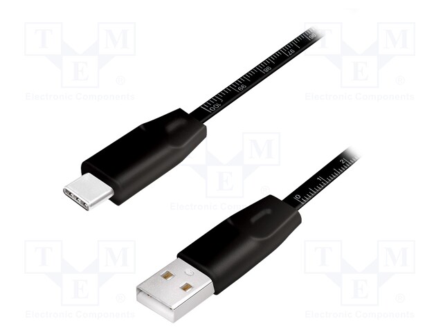 Cable; USB 2.0; USB A plug,USB C plug; 1m; black