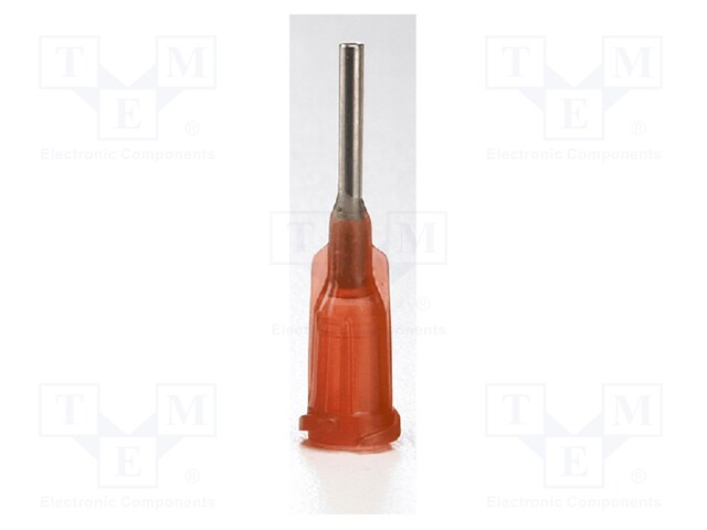 Dispensing Tip, Needle, Stainless Steel, TE Series, Amber, 1 ", 50 Pack