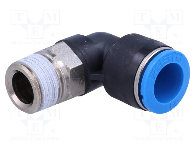 Push-in fitting; angled 90°; Input thread: R 3/8" external; 12mm