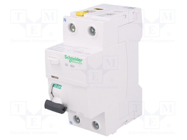 RCD breaker; Inom: 40A; Ires: 30mA; Poles: 2; 400V; Mounting: DIN