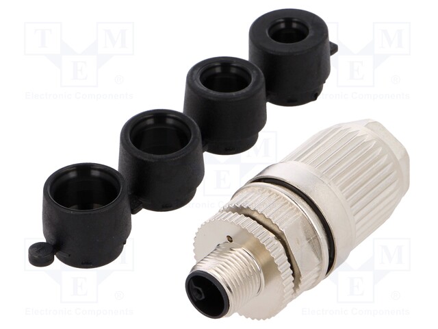 Plug; M12; PIN: 5; male; L code-Power; for cable; IP67; straight; 63V