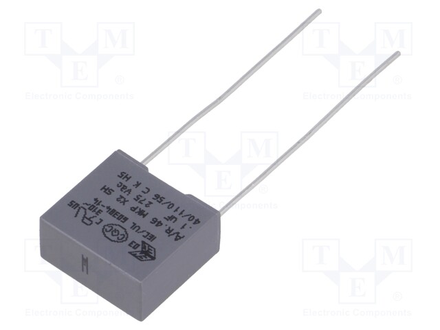 Capacitor: polypropylene; X2; 100nF; 10mm; ±20%; 13x6x12mm; 275VAC