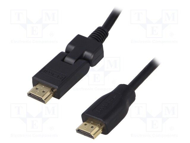 Cable; HDMI plug,HDMI plug movable ±90°; 1.8m; black