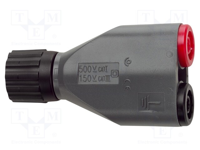 Adapter; banana 4mm socket x2,BNC male; 63mm; 3A