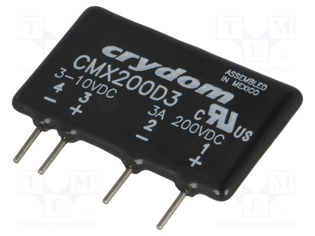 Relay: solid state; Ucntrl: 3÷10VDC; 3A; 0÷200VDC; THT; SIP