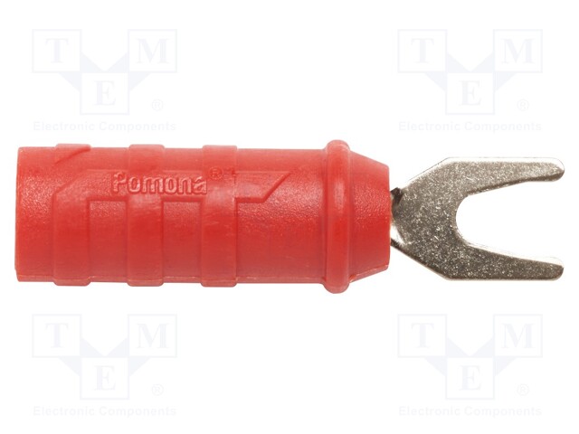 Plug; fork terminals; 15A; red; 47.24mm; Plating: nickel plated