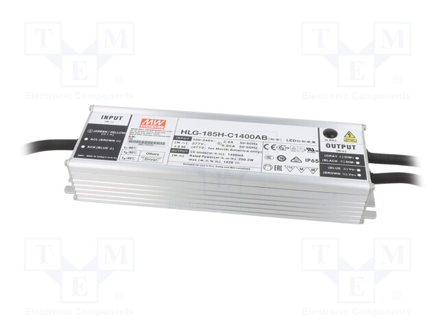 Power supply: switched-mode; LED; 200.2W; 71÷143VDC; 700÷1400mA