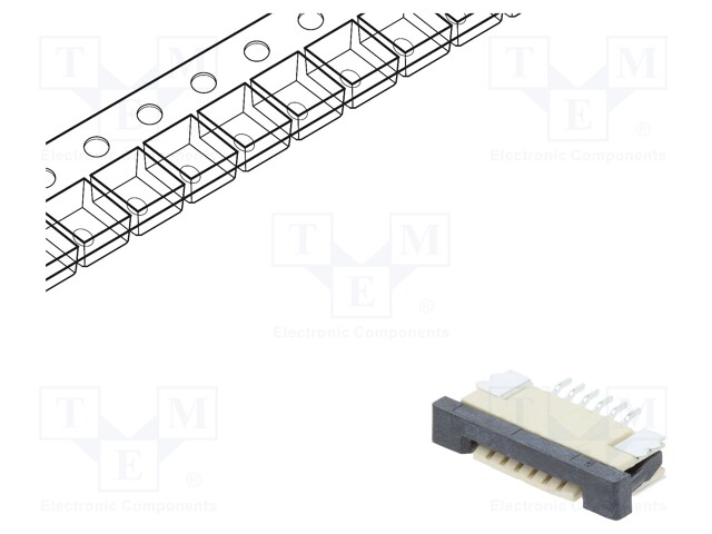 Connector: FFC (FPC); horizontal; PIN: 6; ZIF; SMT; tinned; 30mΩ