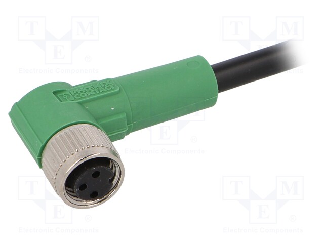 Connection lead; M8; PIN: 3; angled; 3m; plug; 250VAC; 4A; -25÷90°C