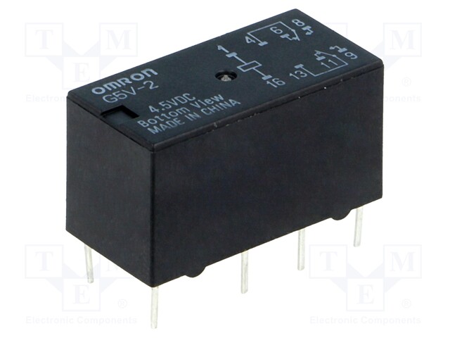 Relay: electromagnetic; DPDT; Ucoil: 4.5VDC; 0.5A/125VAC; 2A/30VDC