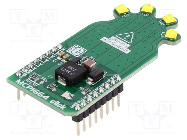 Click board; LED; PWM; MCP1664; mikroBUS connector; 3.3/5VDC