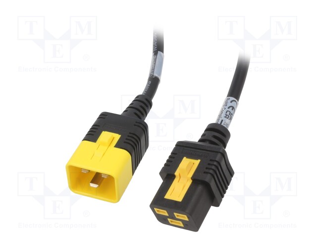 Cable; IEC C19 female,IEC C20 male; PVC; 1m; with locking; black