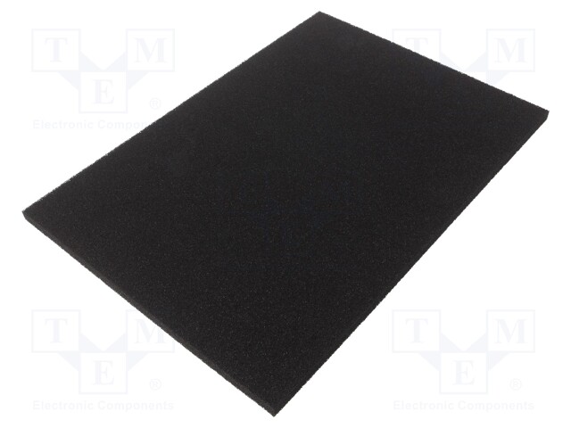 Conductive foam; ESD; L: 400mm; W: 300mm; D: 10mm; black