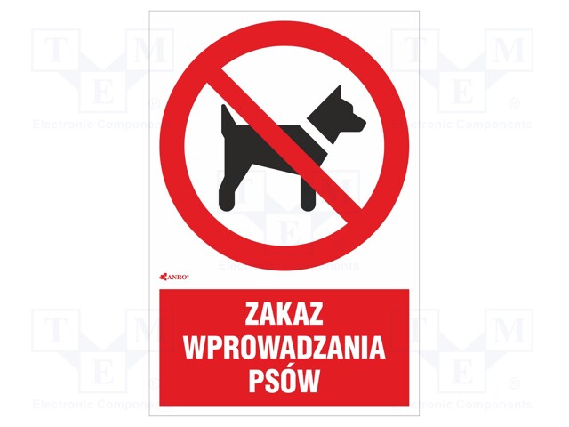 Safety sign; prohibitory; Mat: PVC; W: 200mm; H: 300mm