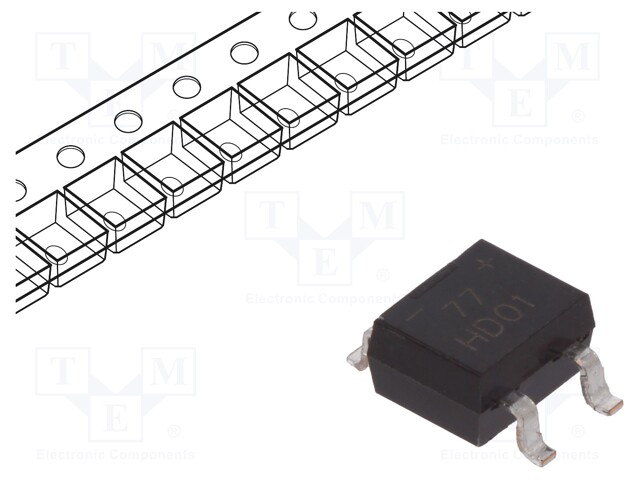 Single-phase bridge rectifier; Urmax: 100V; If: 0.8A; Ifsm: 30A