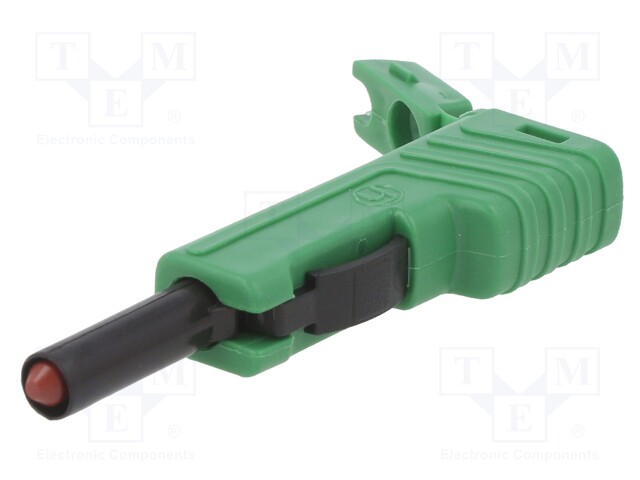 Plug; 4mm banana; 30A; 60VDC; green; insulated; nickel plated