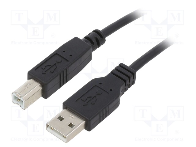 Cable; USB 2.0; USB A plug,USB B plug; nickel plated; 0.91m