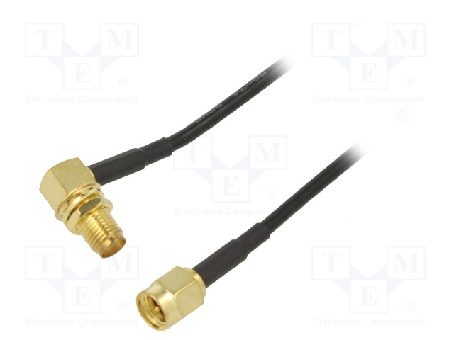 Cable; 50Ω; 1m; SMA socket,SMA plug; black; angled,straight