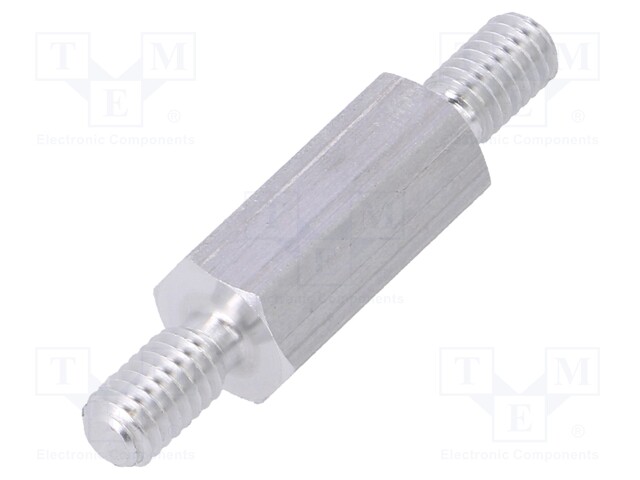 Screwed spacer sleeve; 15mm; Ext.thread: M4; hexagonal; aluminium