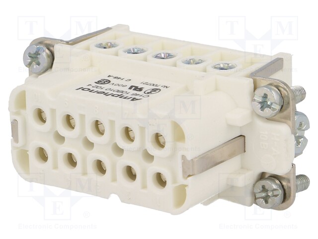 Connector: HDC; contact insert; female; C146; PIN: 10; 10+PE; 16A