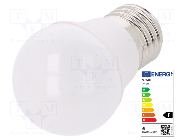 LED lamp; cool white; E27; 220/240VAC; 470lm; 5.5W; 180°; CRImin: 80