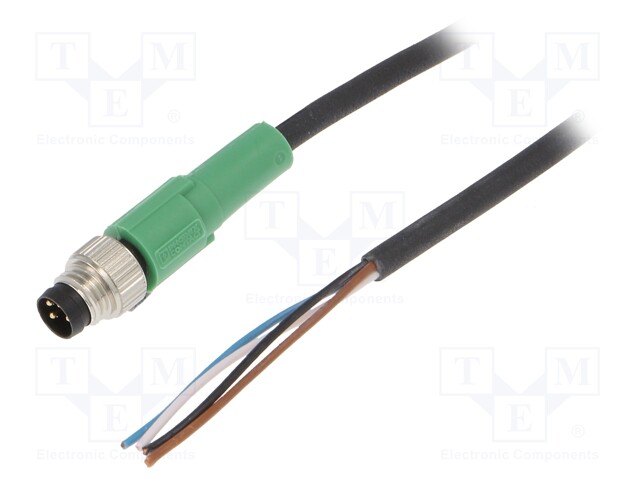 Connection lead; M8; PIN: 4; straight; 3m; plug; 30VAC; 4A; -25÷90°C