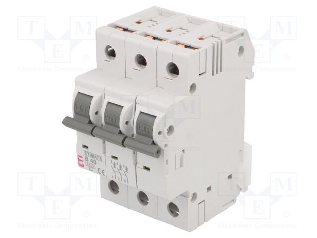 Circuit breaker; 230/400VAC; Poles: 3; DIN; Charact: B; 6kA; IP20