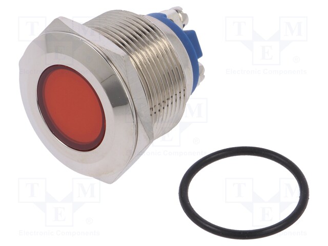 Indicator: LED; flat; 12VDC; 12VAC; Cutout: Ø22mm; screw; brass