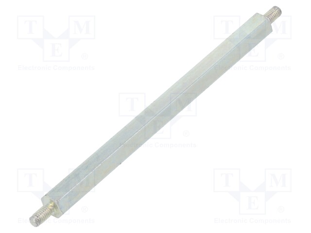 Screwed spacer sleeve; 75mm; Ext.thread: M3; hexagonal; steel