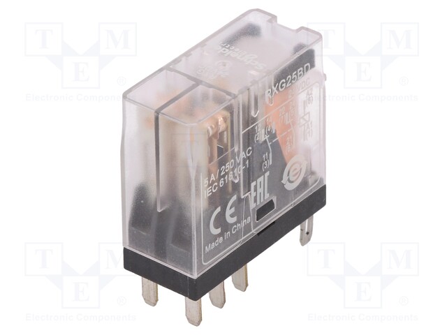 Relay: electromagnetic; DPDT; Ucoil: 24VDC; 5A/250VAC; 5A/30VDC; 5A