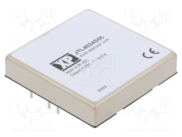 Isolated Board Mount DC/DC Converter, High Power Density, ITE, 1 Output, 40 W, 5 V, 8 A