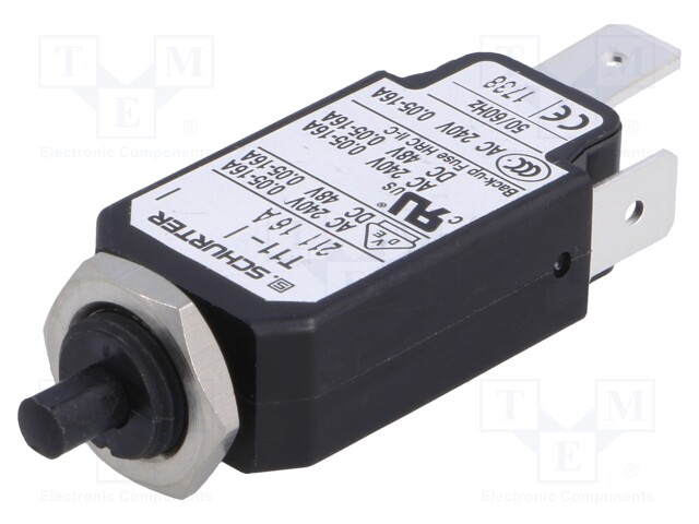 Circuit breaker; Urated: 240VAC; 48VDC; 16A; SPST; Poles: 1; screw