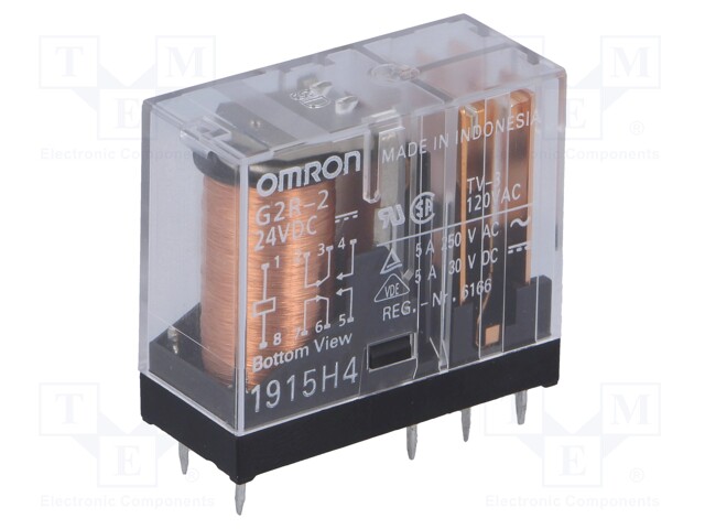 Relay: electromagnetic; DPDT; Ucoil: 24VDC; 5A/250VAC; 5A/30VDC