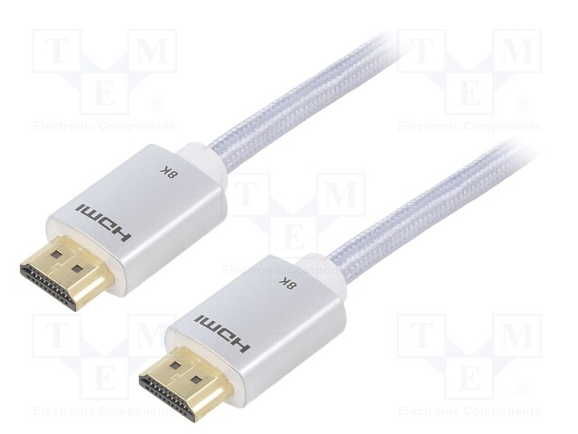 Cable; HDMI 2.1; HDMI plug,both sides; PVC; textile; Len: 0.5m