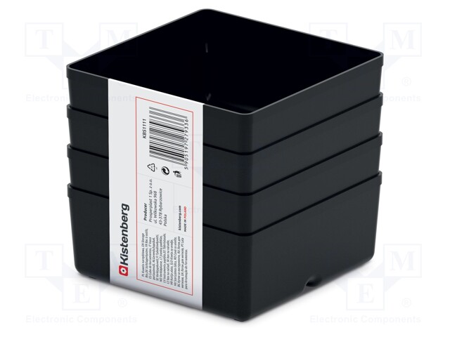 Container: cuvette; black; 110x110mm; 4pcs; KBS1111; UNITE BOX