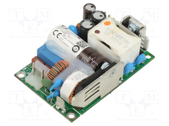 AC/DC Open Frame Power Supply (PSU), ITE & Medical, 1 Output, 60 W, 80V AC to 264V AC