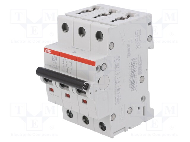 Circuit breaker; 400VAC; 2A; Poles: 3; DIN; Charact: K; IP20