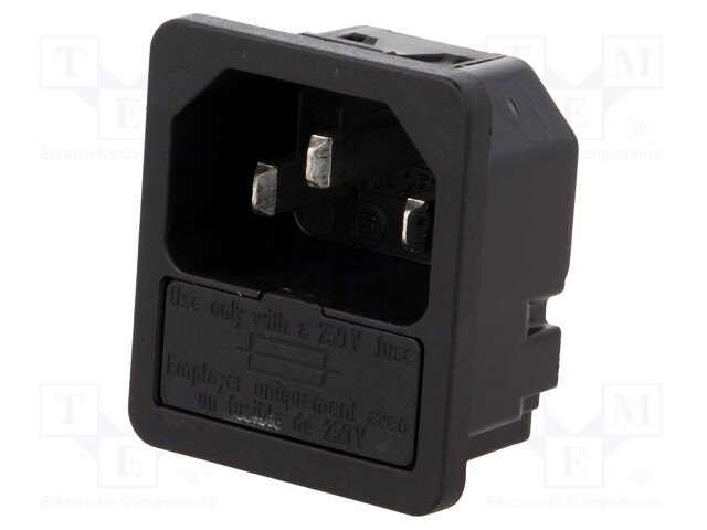 Connector: AC supply; socket; male; 10A; 250VAC; IEC 60320; max.1mm