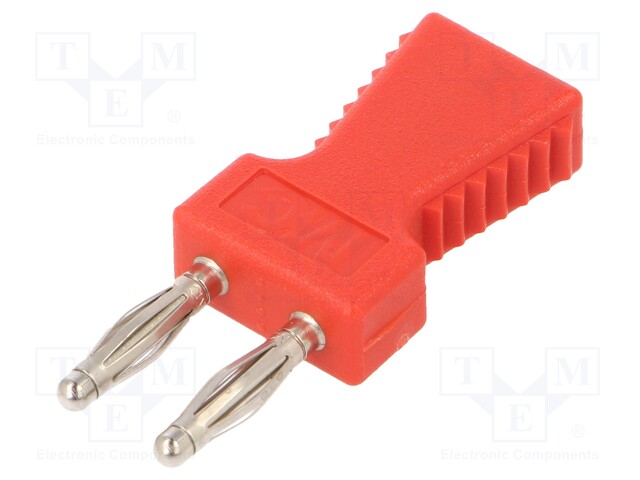 Stackable safety shunt; 2mm banana; 10A; red; nickel plated