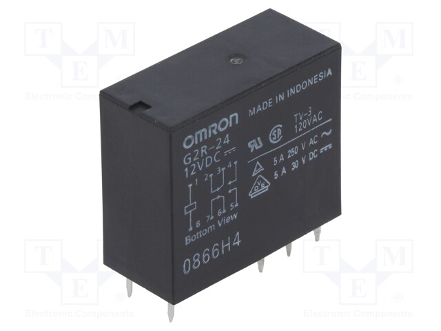 Relay: electromagnetic; DPDT; Ucoil: 12VDC; 4A/250VAC; 4A/30VDC