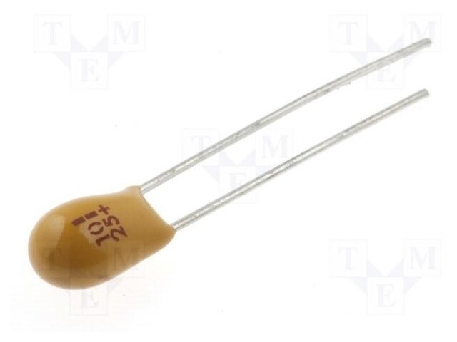 Capacitor: tantalum; 10uF; 25VDC; THT; ±20%; -55÷85°C; 2.54mm