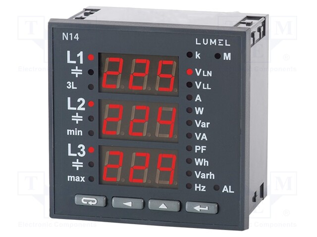 Power network meter; on panel; digital,mounting; N14; 230V; 5A