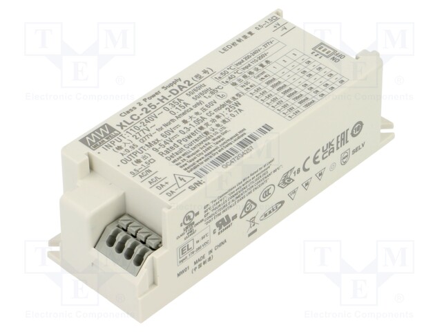 Power supply: switching; LED; 25W; XLC-25; -25÷85°C; OUT: 1