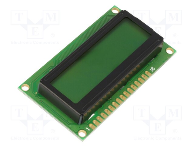 Display: LCD; alphanumeric; STN Positive; 16x2; 65.5x36.7x12.5mm