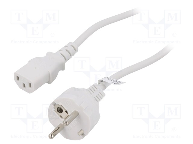 Cable; IEC C13 female,IEC C14 male; PVC; 2m; white; 10A; 250V