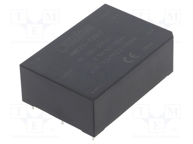 Converter: AC/DC; 25.2W; Uout: 12VDC; Iout: 2.1A; 83%; Mounting: PCB