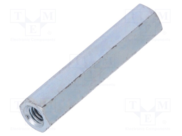 Screwed spacer sleeve; Int.thread: M4; 35mm; hexagonal; steel