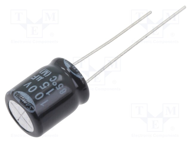 Capacitor: electrolytic; THT; 15uF; 100VDC; Ø10x12.5mm; ±20%; 2000h